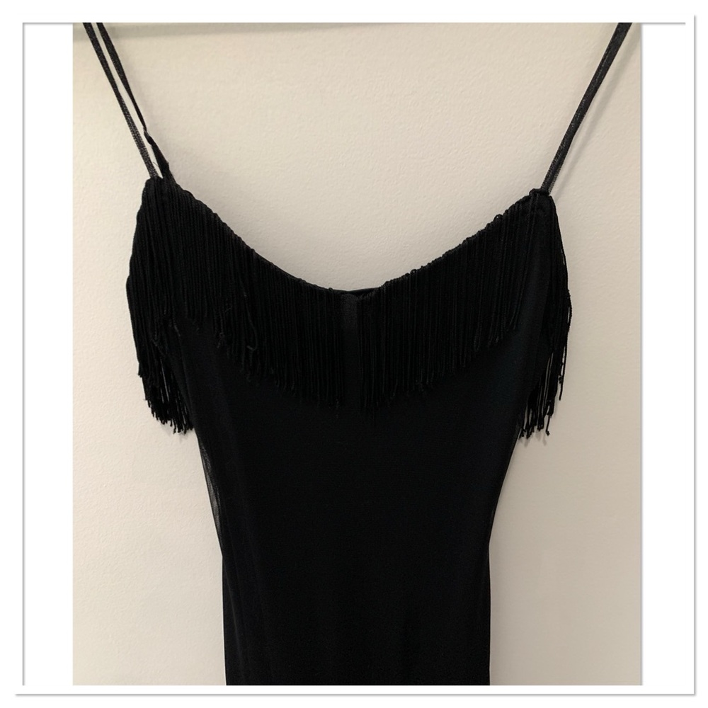 Betsey Johnson New York Vintage Fringe Slip Dress Black - Picture 6 of 8